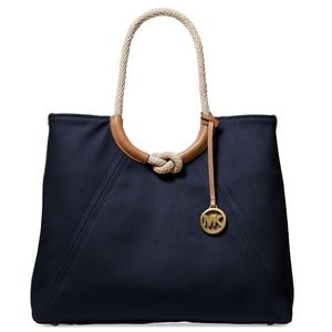 Michael Kors Isla Nautical Admiral Blue Canvas Rin
